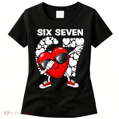 Valentines Day Hearts Dabbing Six Seven 67 Meme Women's T-Shirt