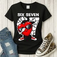 Valentines Day Hearts Dabbing Six Seven 67 Meme Women's T-Shirt thumb 3