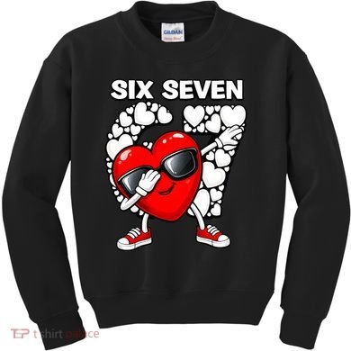 Valentines Day Hearts Dabbing Six Seven 67 Meme Kids Sweatshirt