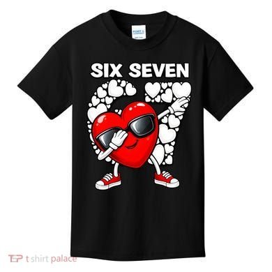 Valentines Day Hearts Dabbing Six Seven 67 Meme Kids T-Shirt
