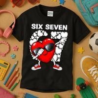Valentines Day Hearts Dabbing Six Seven 67 Meme Kids T-Shirt thumb 3