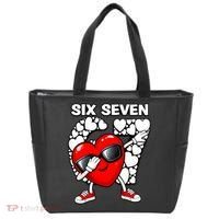 Valentines Day Hearts Dabbing Six Seven 67 Meme Tote Bag thumb 0