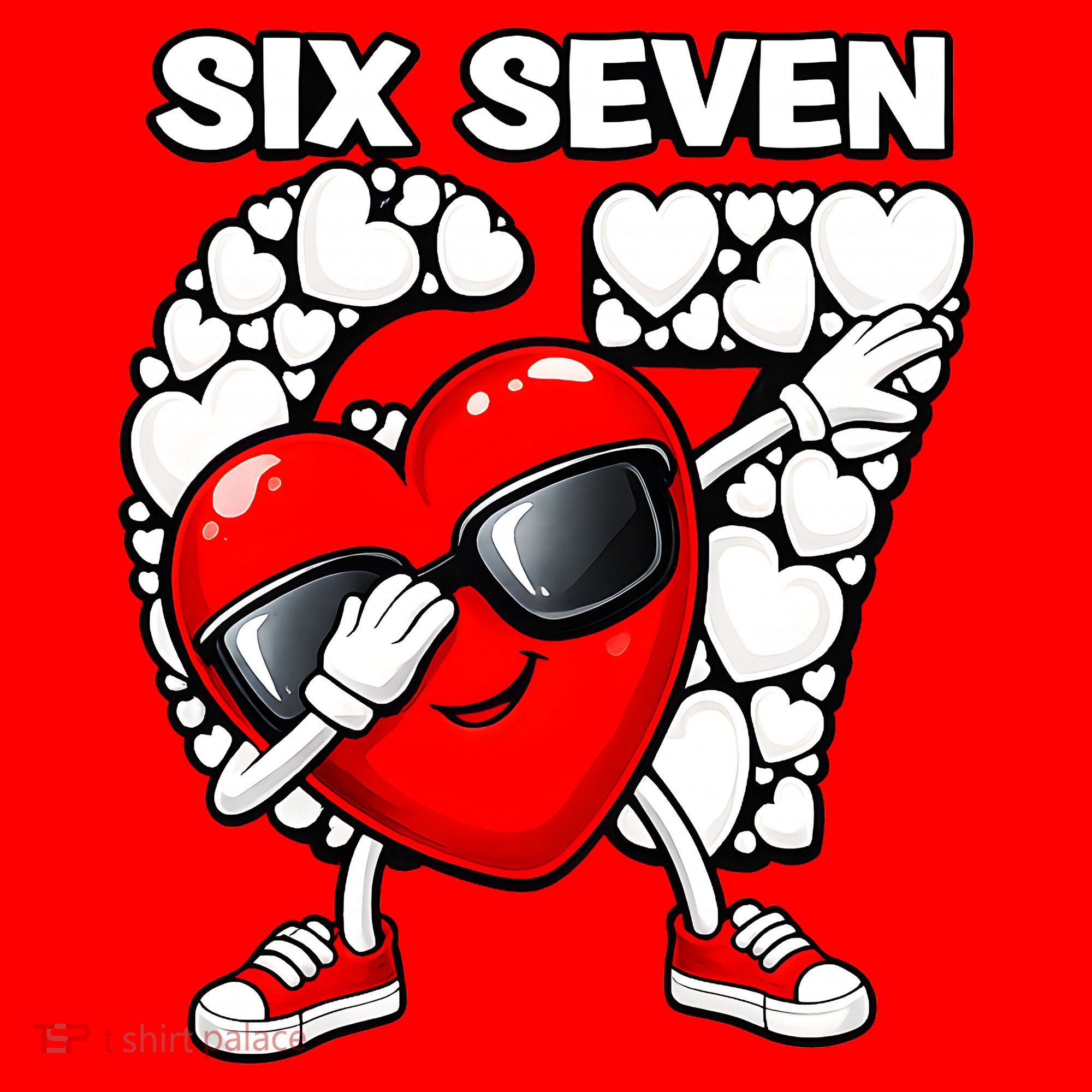 Valentines Day Hearts Dabbing Six Seven 67 Meme Santa Hat