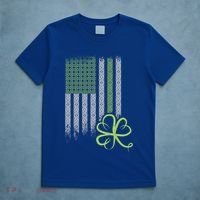 Vintage Distressed Irish American Flag Shamrock Silhouette Funny Gift T-Shirt thumb 5