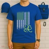 Vintage Distressed Irish American Flag Shamrock Silhouette Funny Gift T-Shirt thumb 6