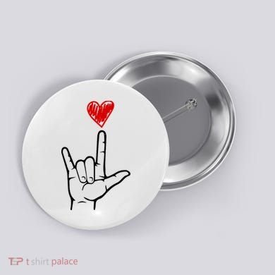 Valentines Day I Love You Hand Sign Asl Button
