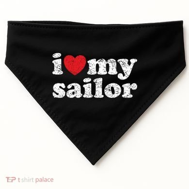 Vintage Distressed I Love My Sailor Meaningful Gift USA-Made Doggie Bandana