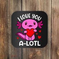 Valentines Day I Love You Alotl Axolotl Coaster thumb 0