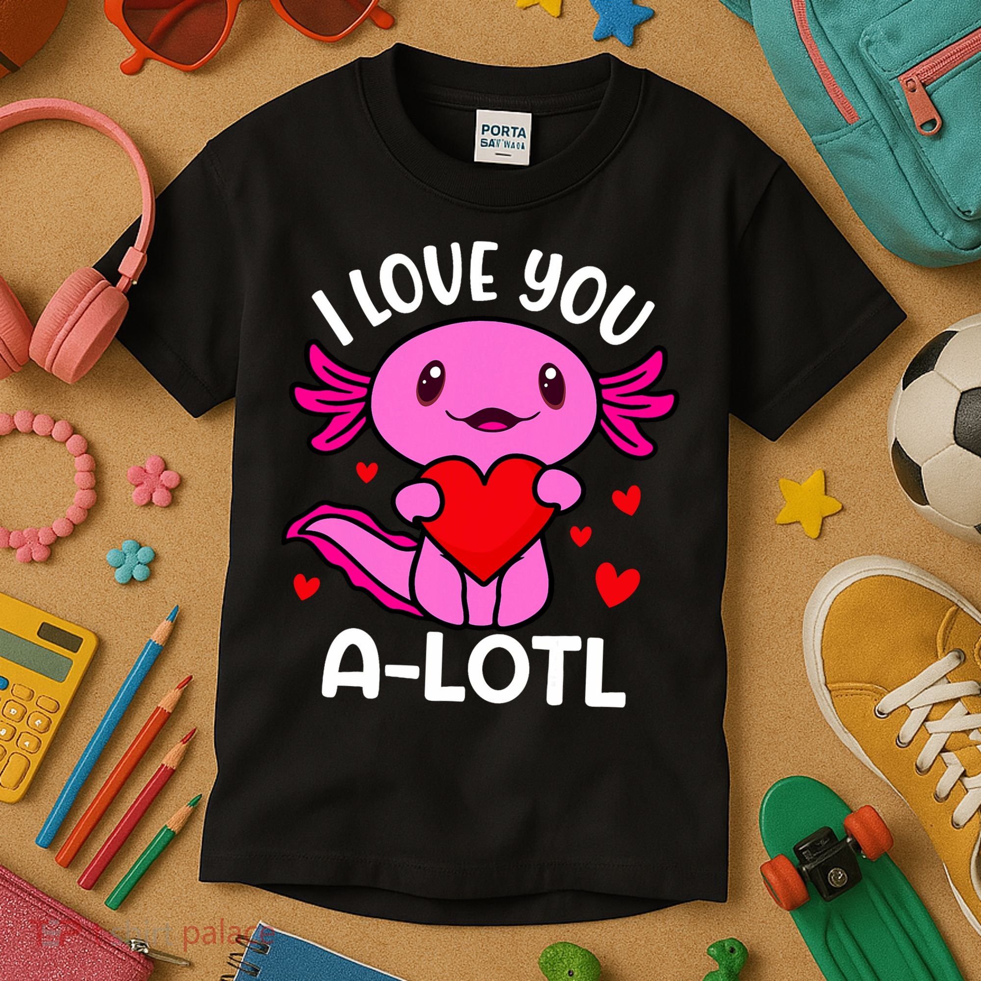 Valentines Day I Love You Alotl Axolotl Kids T-Shirt