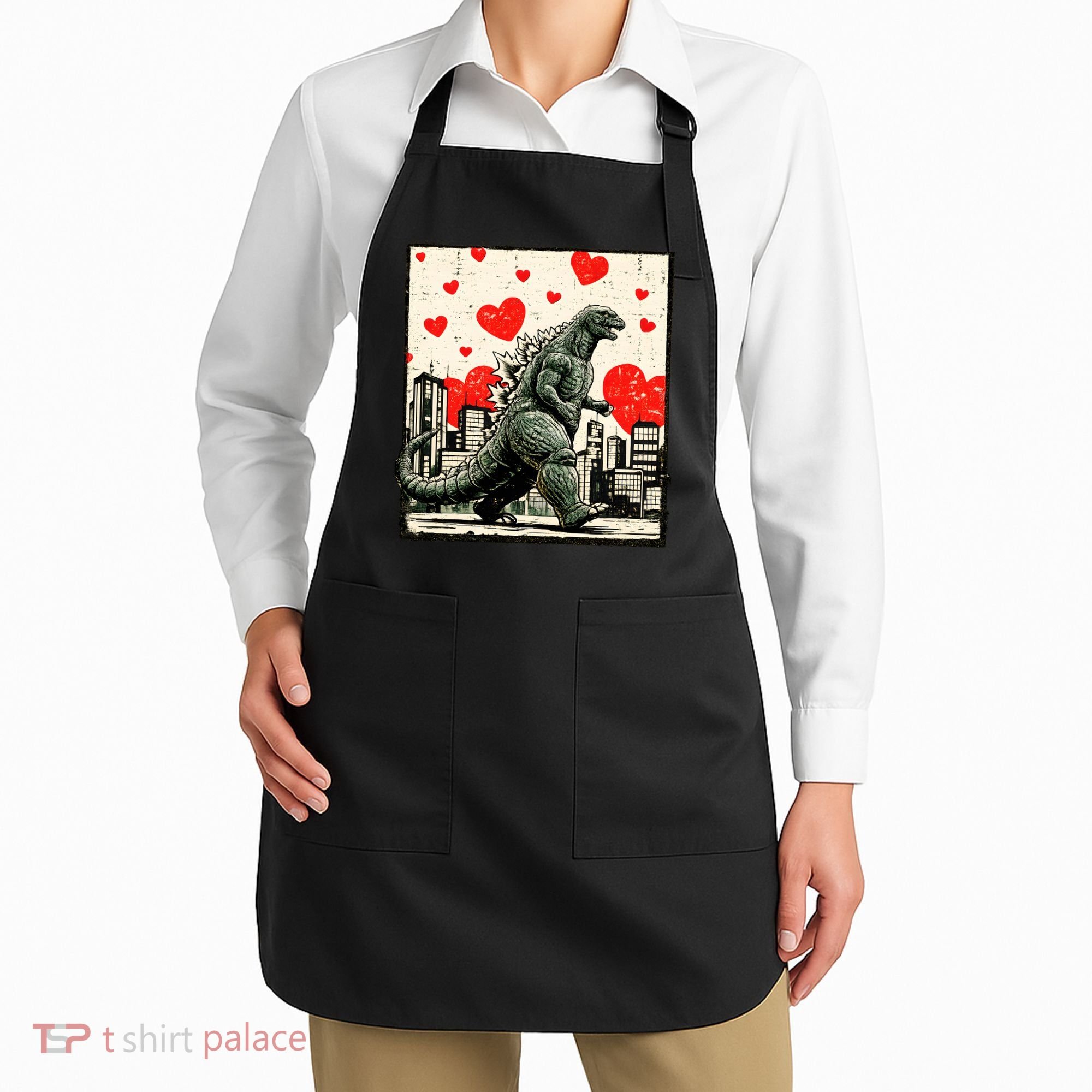 Valentine's Day Japanese Monster Hearts Kaiju Apron