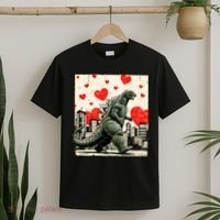 Valentine's Day Japanese Monster Hearts Kaiju T-Shirt thumb 2
