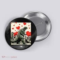 Valentine's Day Japanese Monster Hearts Kaiju Button thumb 0