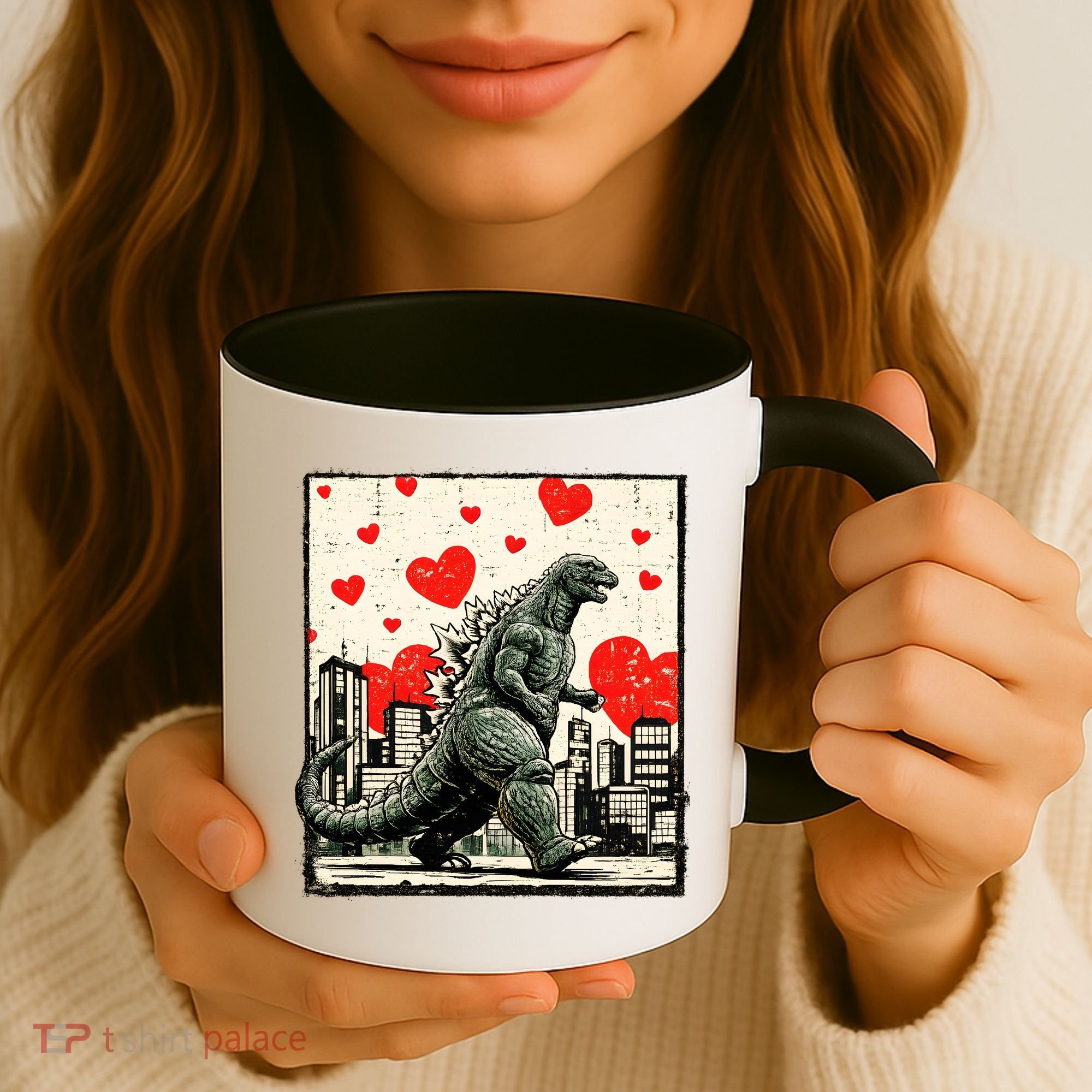 Valentine's Day Japanese Monster Hearts Kaiju Coffee Mug