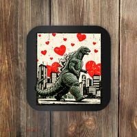Valentine's Day Japanese Monster Hearts Kaiju Coaster thumb 0