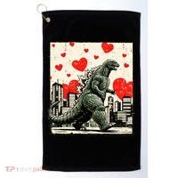 Valentine's Day Japanese Monster Hearts Kaiju Golf Towel thumb 0