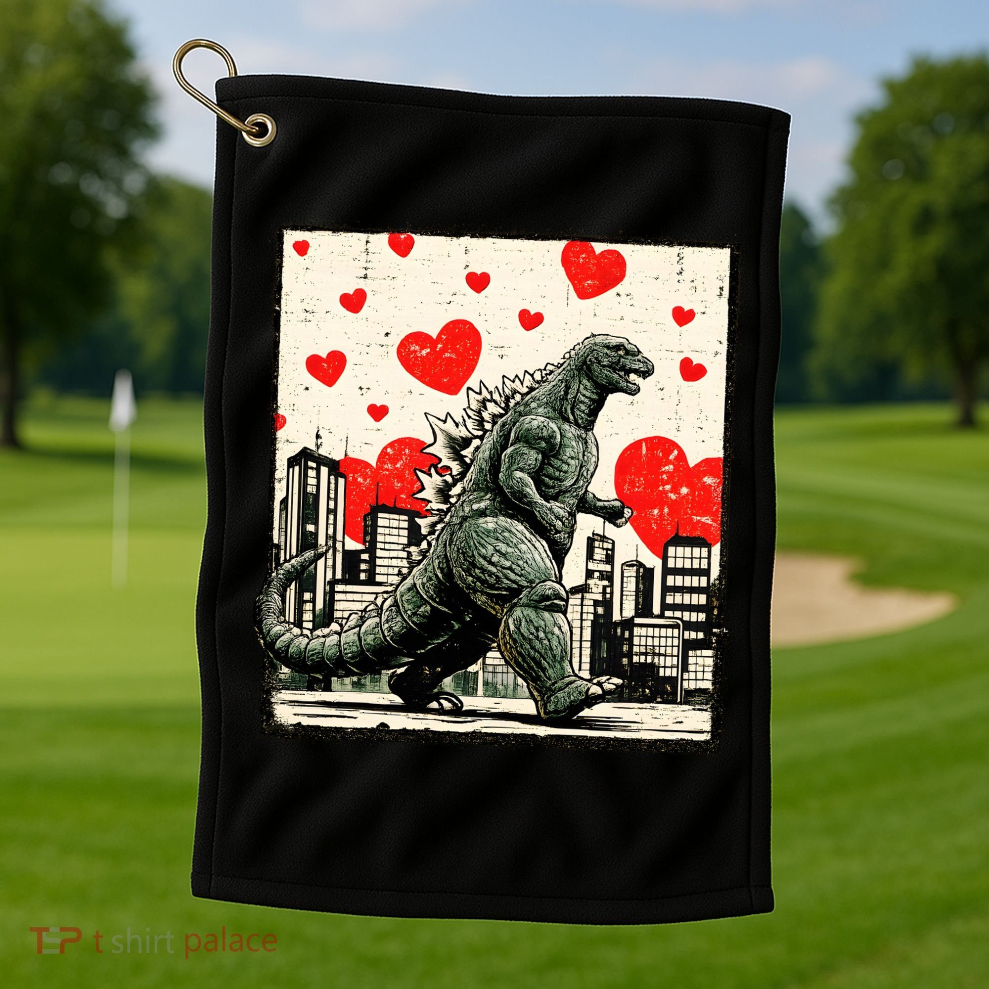 Valentine's Day Japanese Monster Hearts Kaiju Golf Towel
