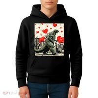 Valentine's Day Japanese Monster Hearts Kaiju Kids Hoodie thumb 4