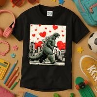 Valentine's Day Japanese Monster Hearts Kaiju Kids T-Shirt thumb 3