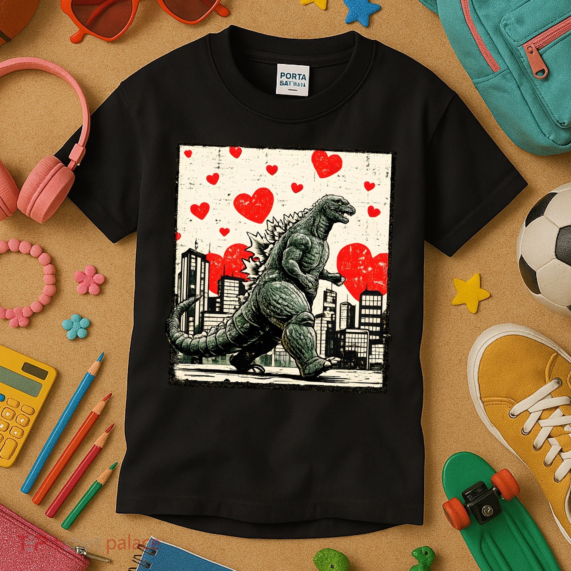Valentine's Day Japanese Monster Hearts Kaiju Kids T-Shirt