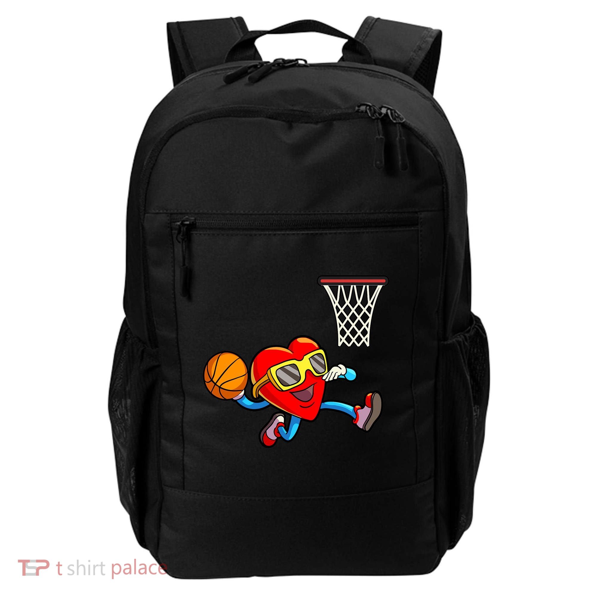 Valentines Day Kids Boys Men Heart Dunking Basketbal Backpack