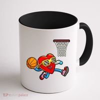 Valentines Day Kids Boys Men Heart Dunking Basketbal Coffee Mug thumb 1