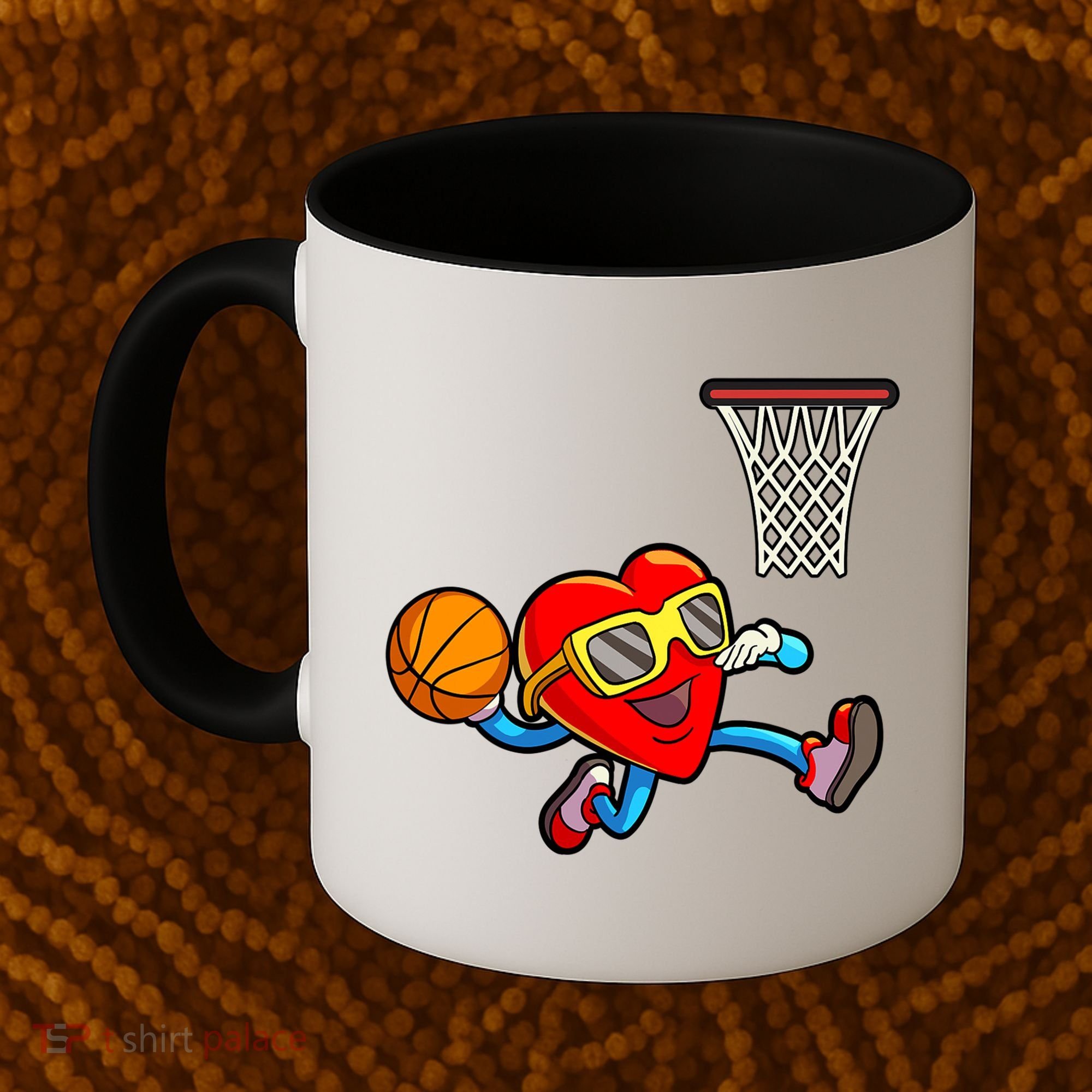 Valentines Day Kids Boys Men Heart Dunking Basketbal Coffee Mug