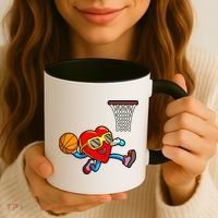 Valentines Day Kids Boys Men Heart Dunking Basketbal Coffee Mug thumb 3