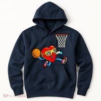 Valentines Day Kids Boys Men Heart Dunking Basketbal Hoodie thumb 0