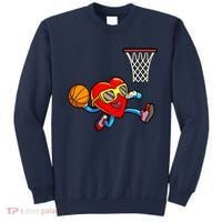 Valentines Day Kids Boys Men Heart Dunking Basketbal Sweatshirt thumb 0