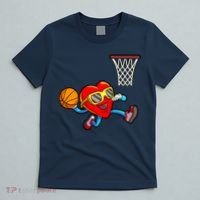 Valentines Day Kids Boys Men Heart Dunking Basketbal T-Shirt thumb 5
