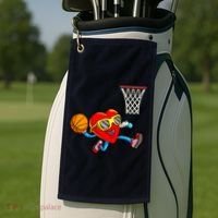 Valentines Day Kids Boys Men Heart Dunking Basketbal Golf Towel thumb 2