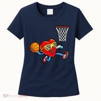Valentines Day Kids Boys Men Heart Dunking Basketbal Women's T-Shirt thumb 0