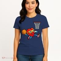 Valentines Day Kids Boys Men Heart Dunking Basketbal Women's T-Shirt thumb 4
