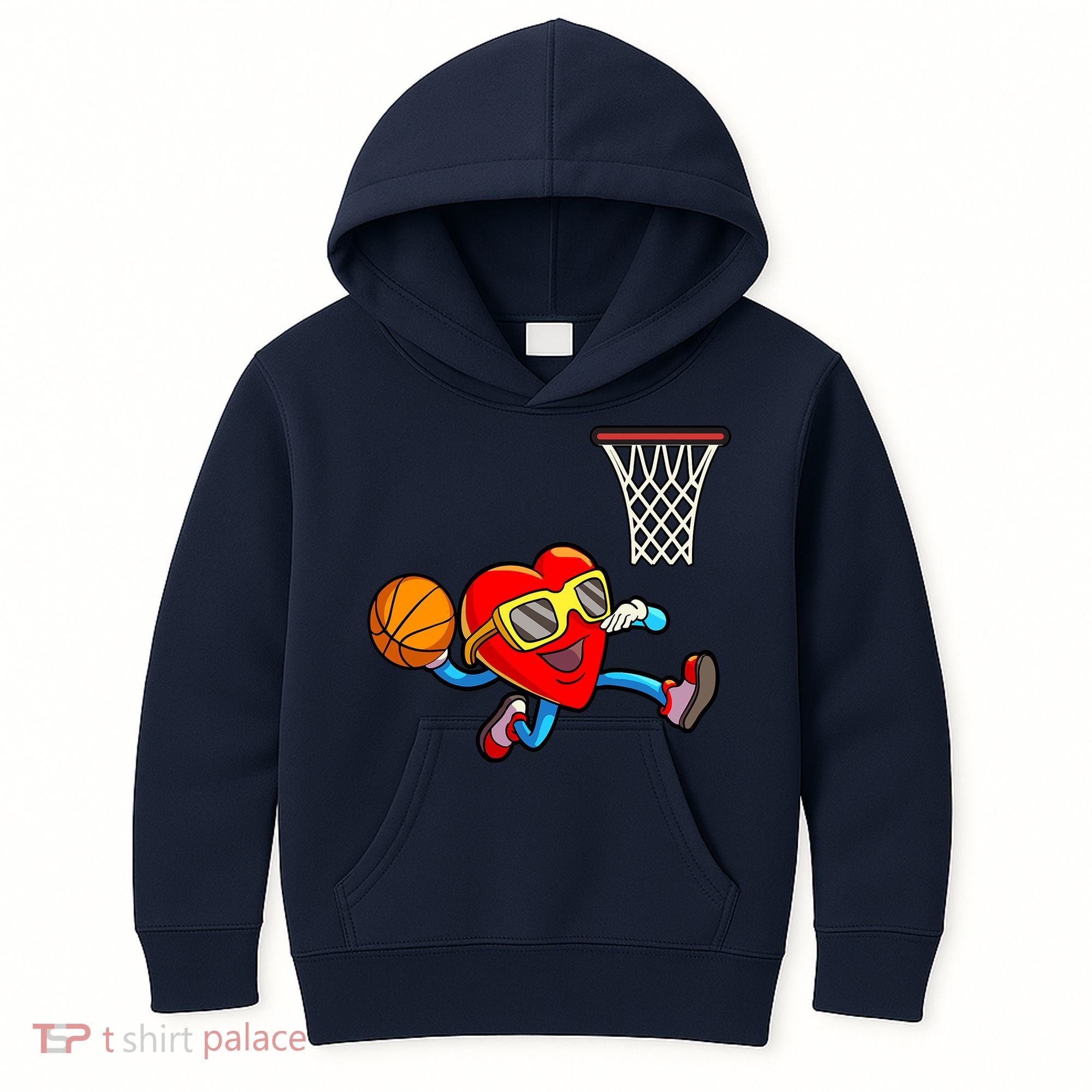 Valentines Day Kids Boys Men Heart Dunking Basketbal Kids Hoodie