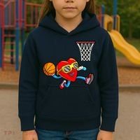 Valentines Day Kids Boys Men Heart Dunking Basketbal Kids Hoodie thumb 3