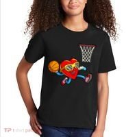 Valentines Day Kids Boys Men Heart Dunking Basketbal Kids T-Shirt thumb 2