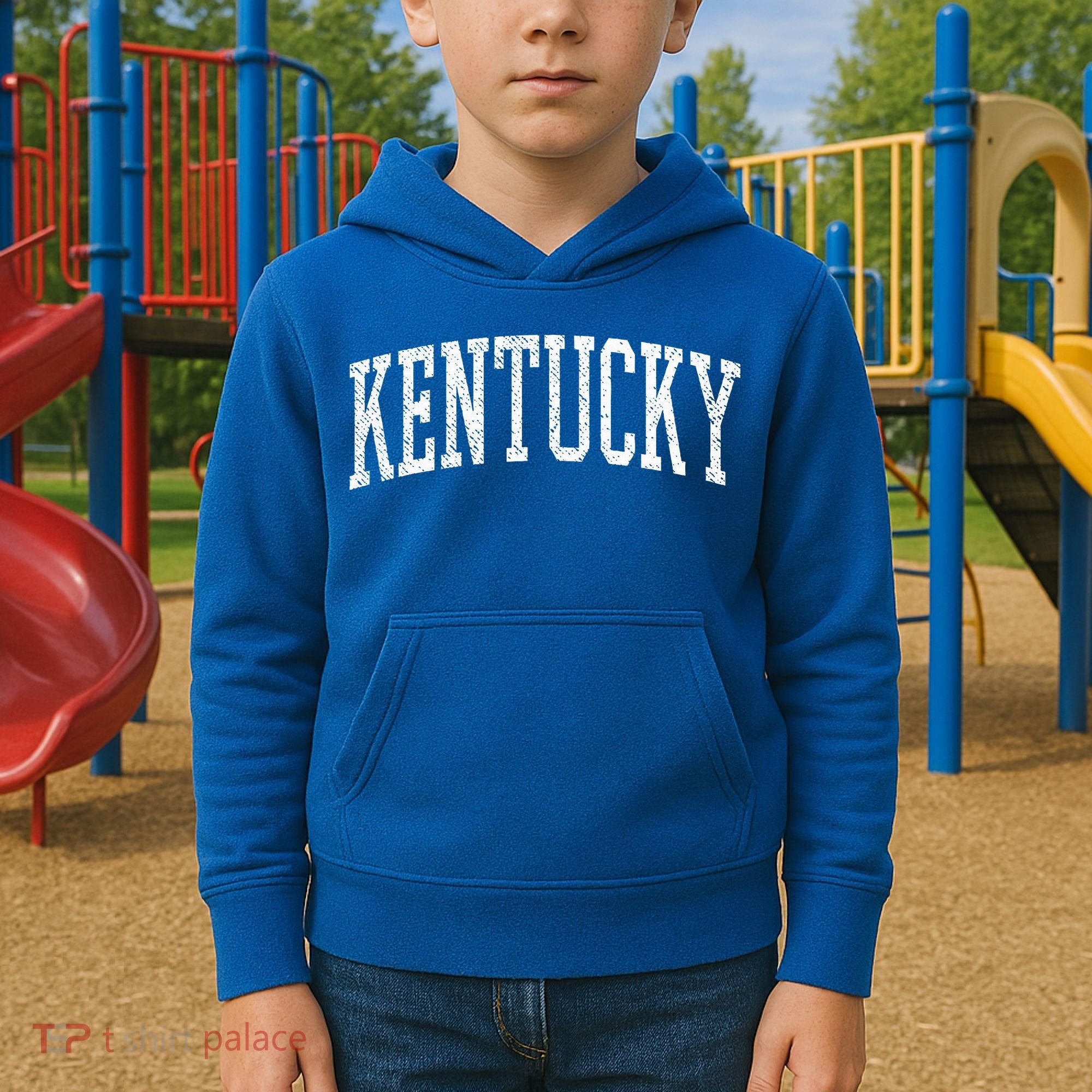 Varsity Distressed Kentucky Kids Hoodie