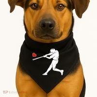 Valentines Day Love Baseball Bat Batter Silhouette Heart USA-Made Doggie Bandana thumb 1