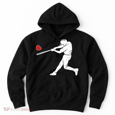 Valentines Day Love Baseball Bat Batter Silhouette Heart Hoodie