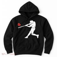 Valentines Day Love Baseball Bat Batter Silhouette Heart Hoodie thumb 0