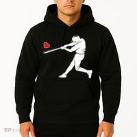 Valentines Day Love Baseball Bat Batter Silhouette Heart Hoodie thumb 2