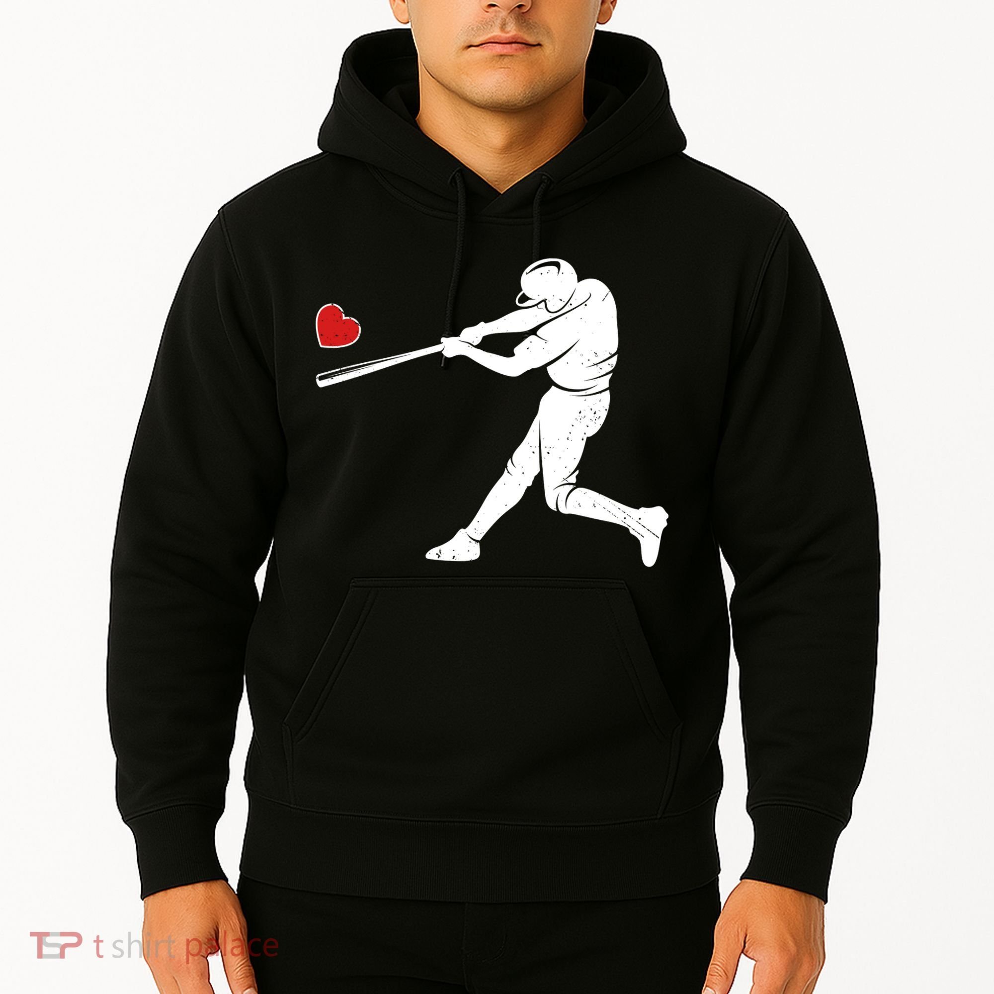 Valentines Day Love Baseball Bat Batter Silhouette Heart Hoodie
