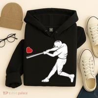 Valentines Day Love Baseball Bat Batter Silhouette Heart Hoodie thumb 4