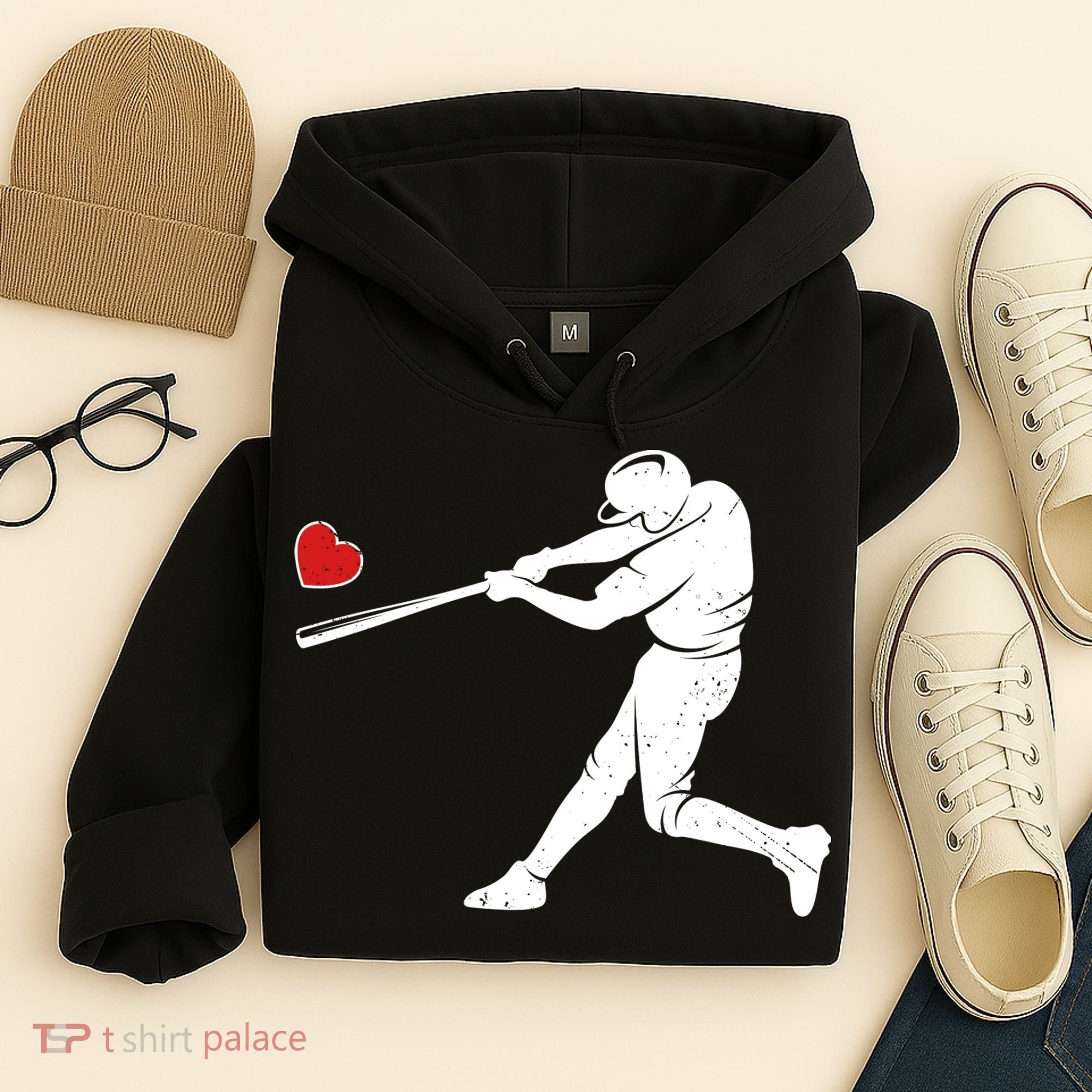 Valentines Day Love Baseball Bat Batter Silhouette Heart Hoodie