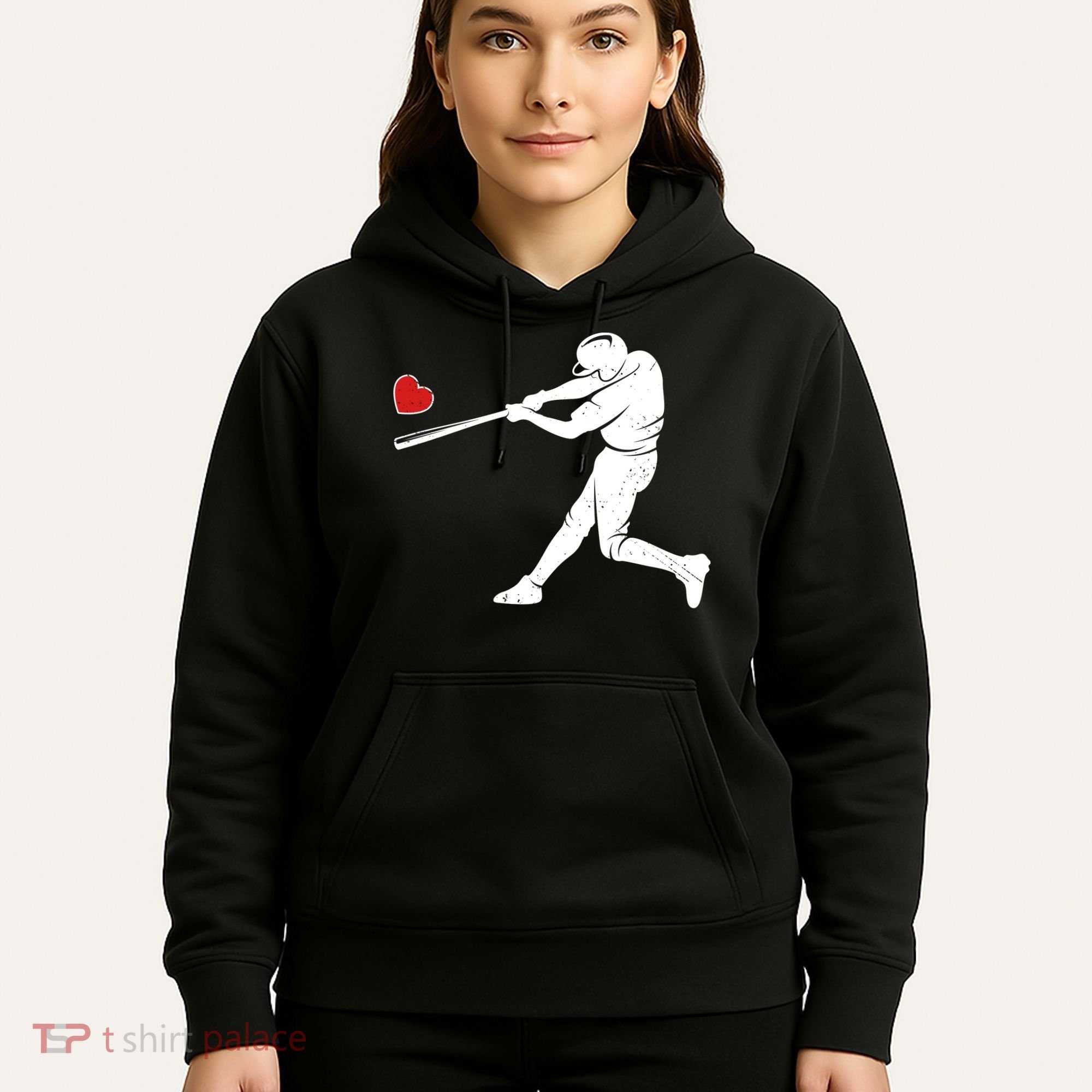 Valentines Day Love Baseball Bat Batter Silhouette Heart Hoodie