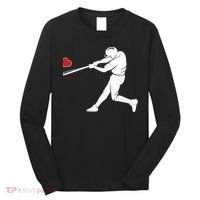 Valentines Day Love Baseball Bat Batter Silhouette Heart Long Sleeve Shirt thumb 0