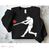 Valentines Day Love Baseball Bat Batter Silhouette Heart Sweatshirt thumb 2