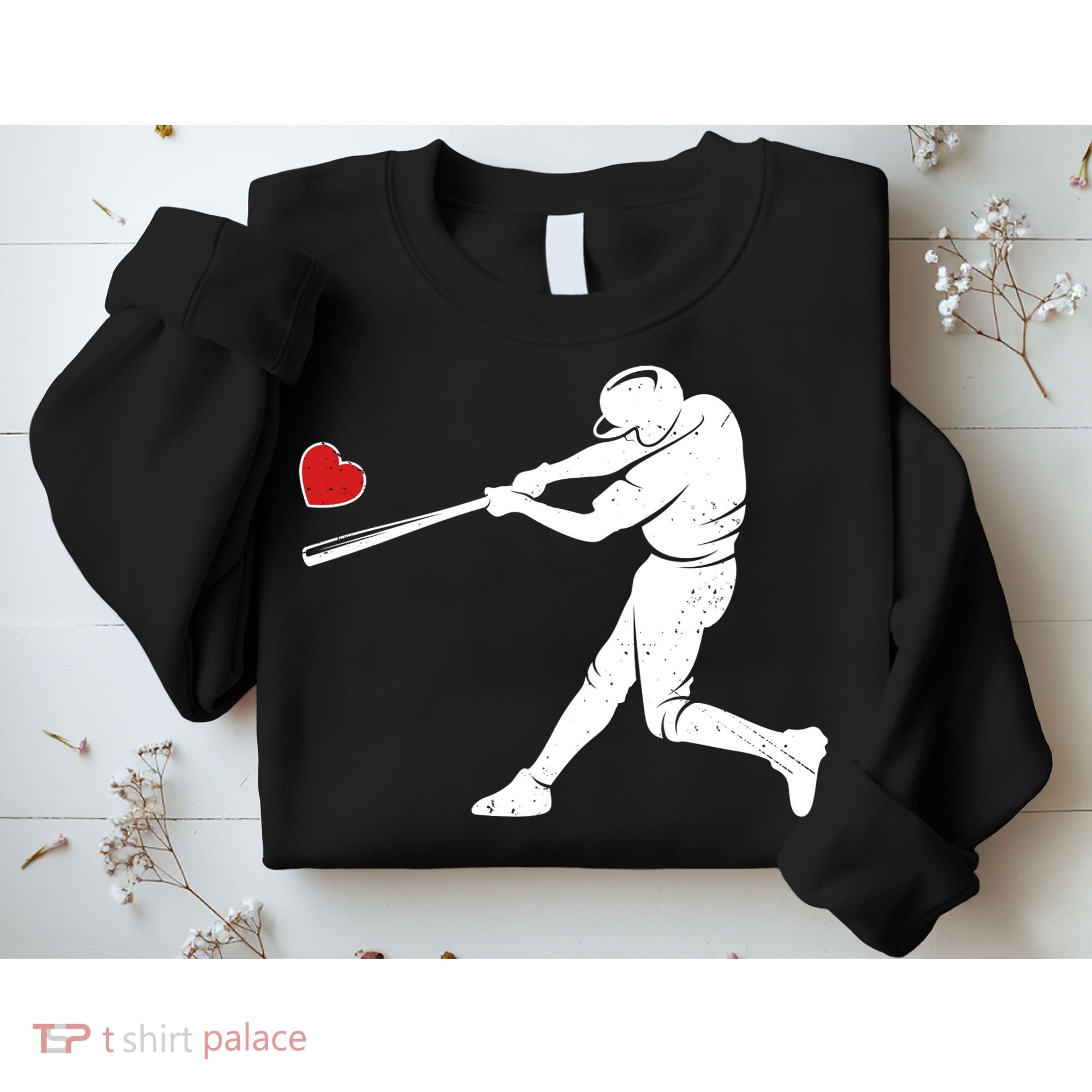Valentines Day Love Baseball Bat Batter Silhouette Heart Sweatshirt