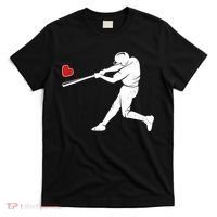 Valentines Day Love Baseball Bat Batter Silhouette Heart T-Shirt thumb 0
