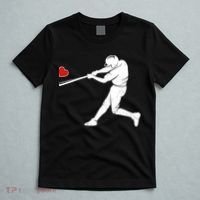 Valentines Day Love Baseball Bat Batter Silhouette Heart T-Shirt thumb 5